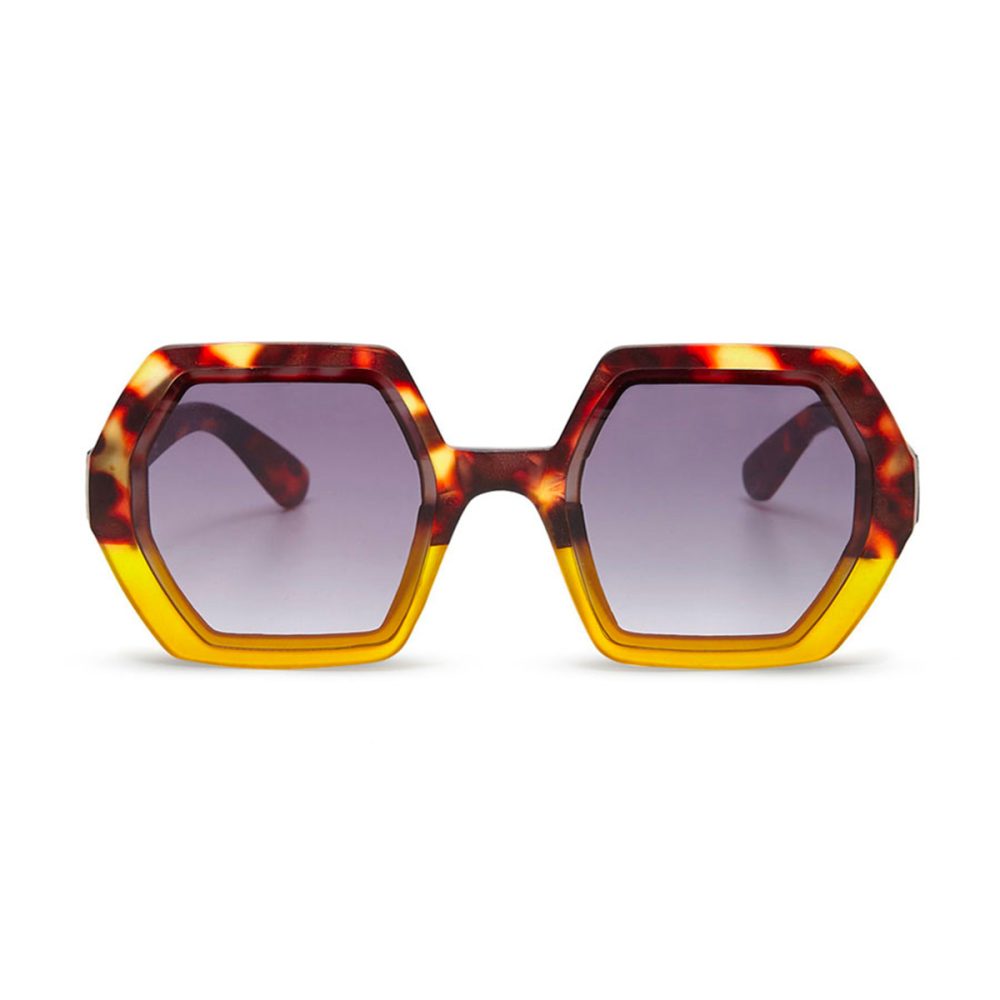 Okkia Occhiale da Sole Modello Emma Esagono grande Havana Yellow