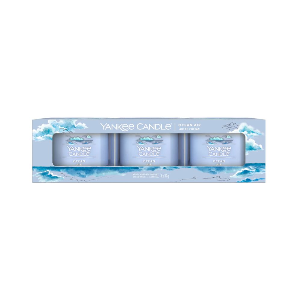 Yankee Candle Signature Ocean Air Candele Votive in vetro confezione da 3