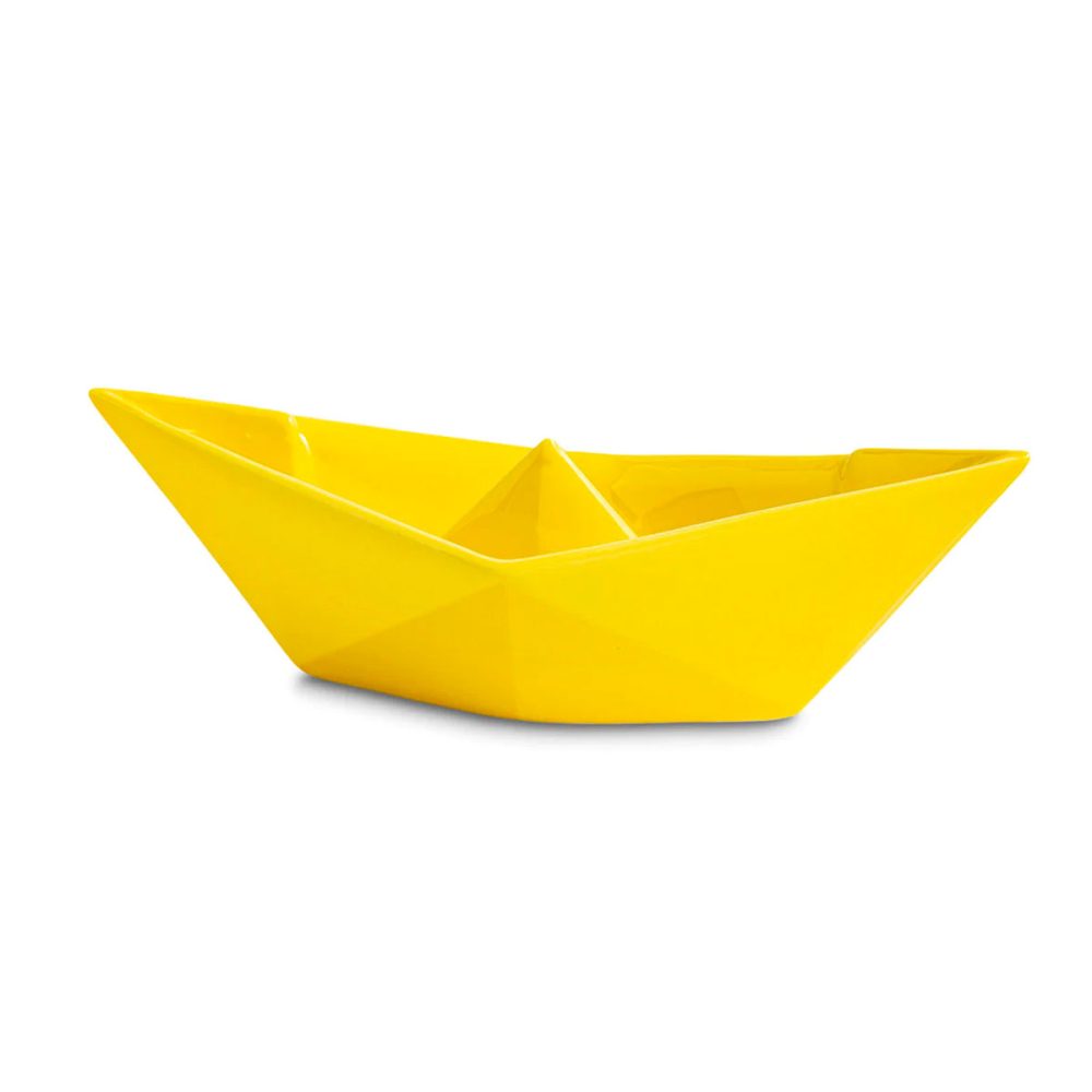 Ceramiche Crescentini Barchetta Piccola origami gialla