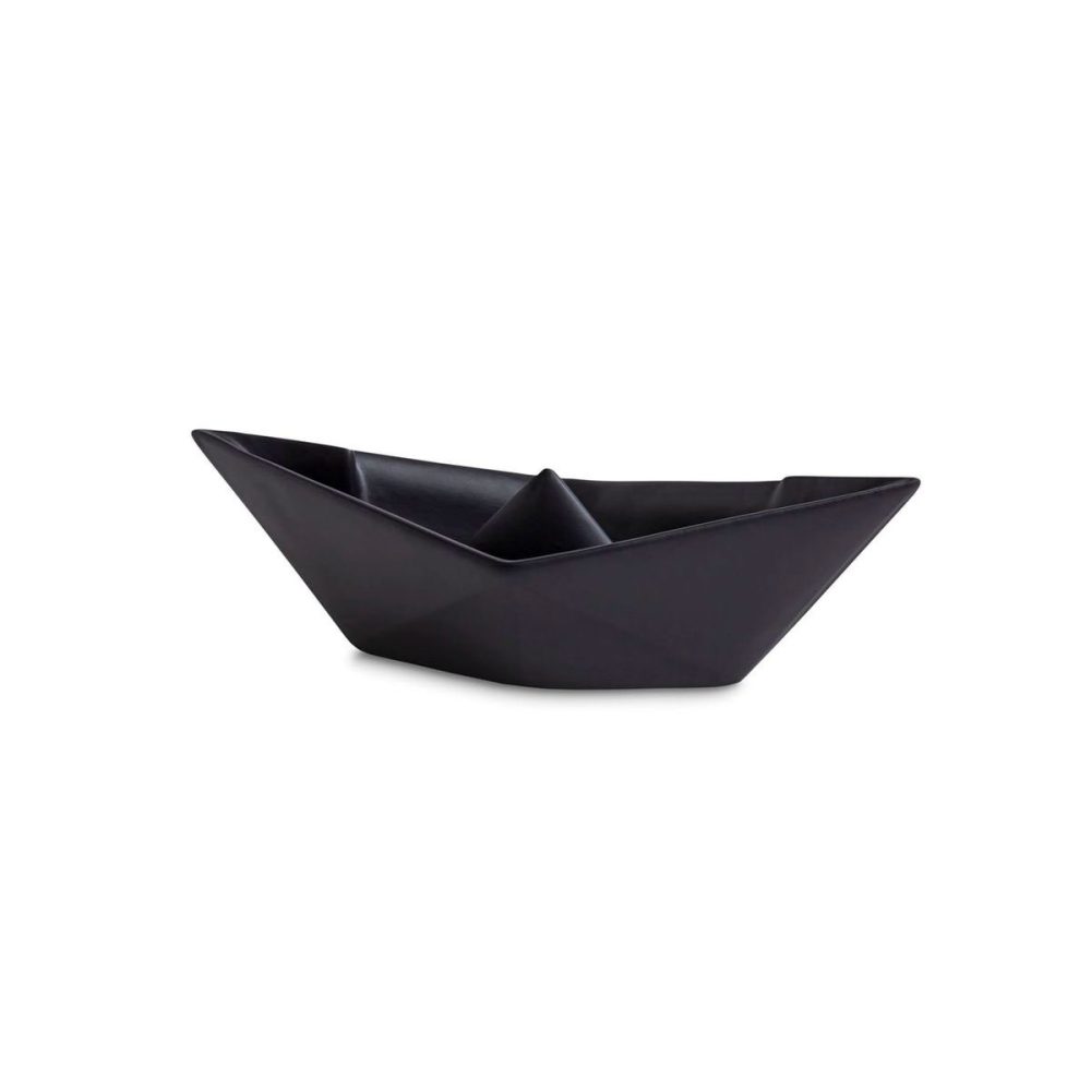 Ceramiche Crescentini Barchetta Piccola origami nera Kintsugi
