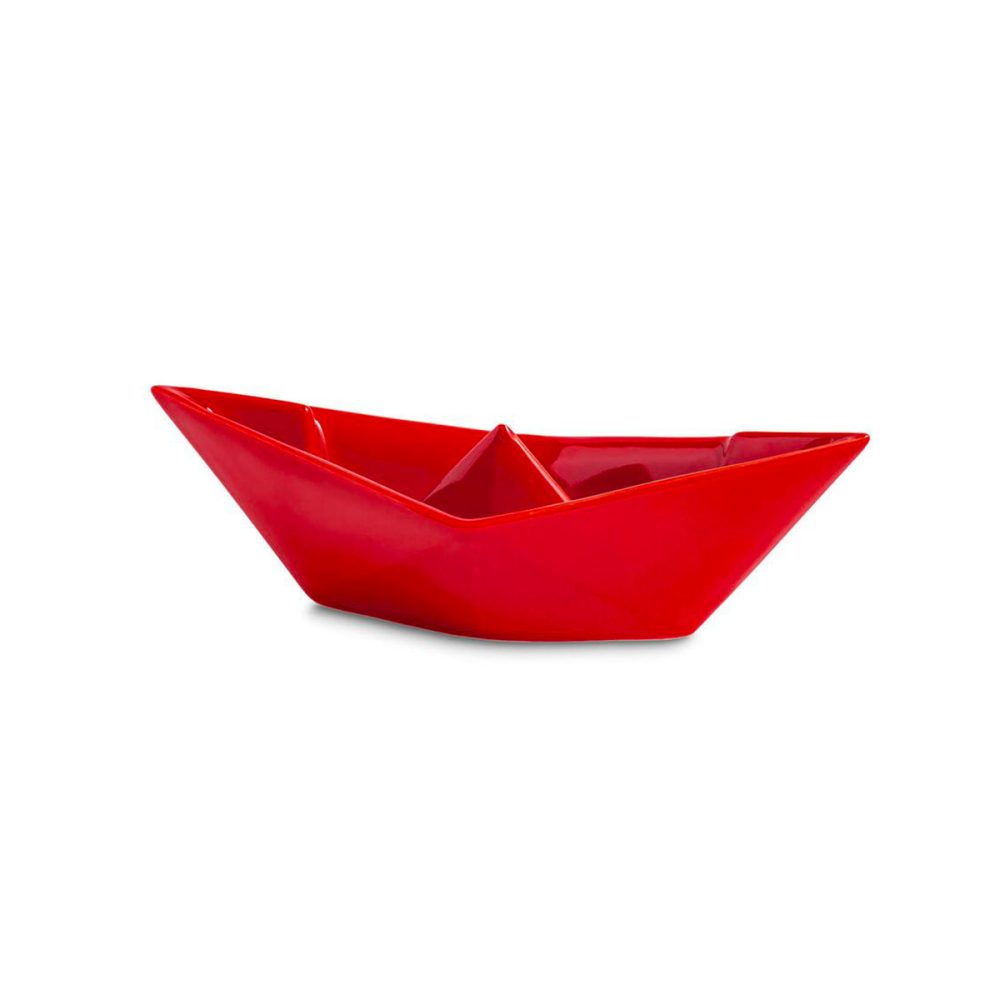 Ceramiche Crescentini Barchetta Piccola origami rossa lucida