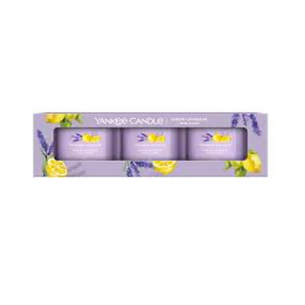 Yankee Candle Signature Lemon Lavender Candele Votive in vetro confezione da 3