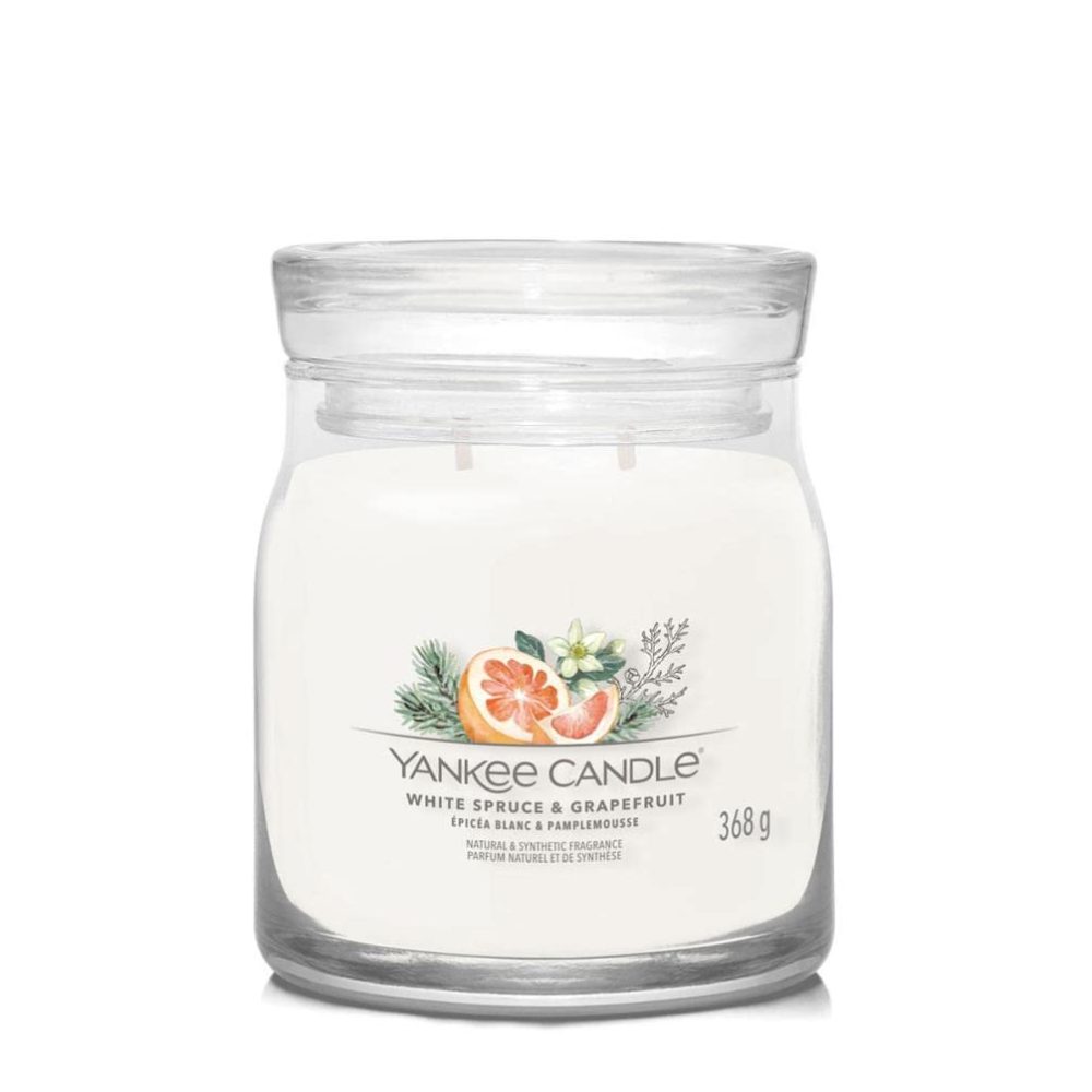Yankee Candle Signature White Spruce and Grapefruit Candela Giara Media