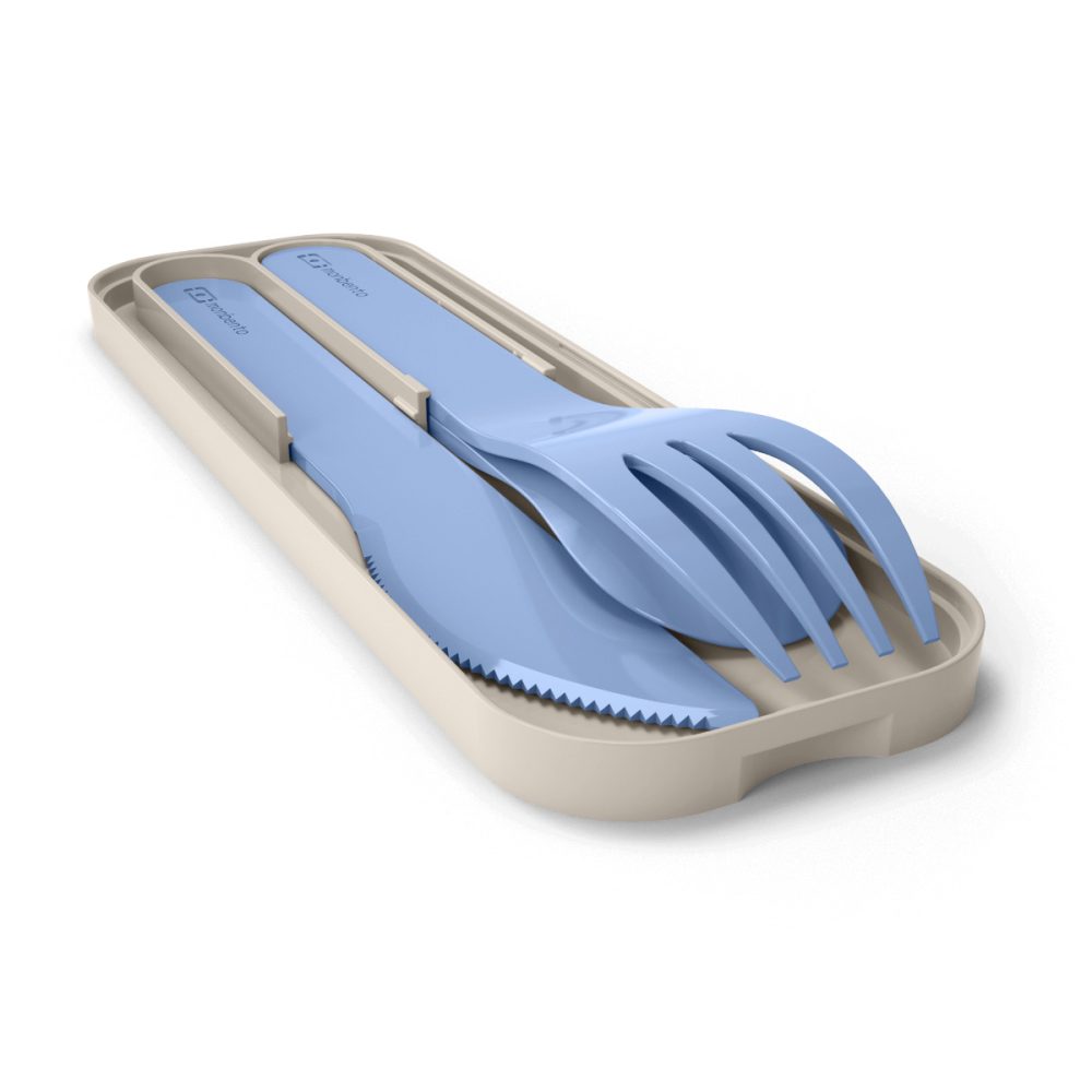 Monbento - Posate in plastica biodegradabili Blue Infinity