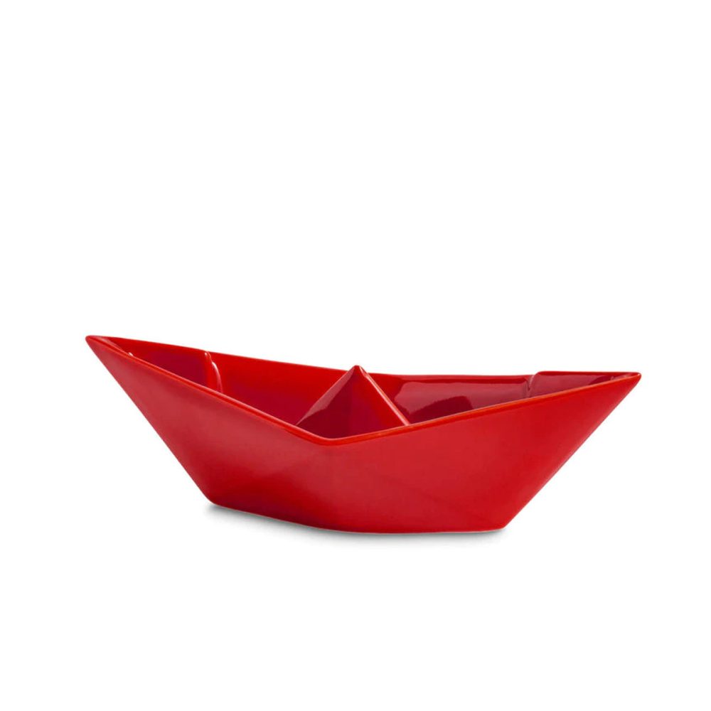 Ceramiche Crescentini Barchetta Media origami rossa opaca