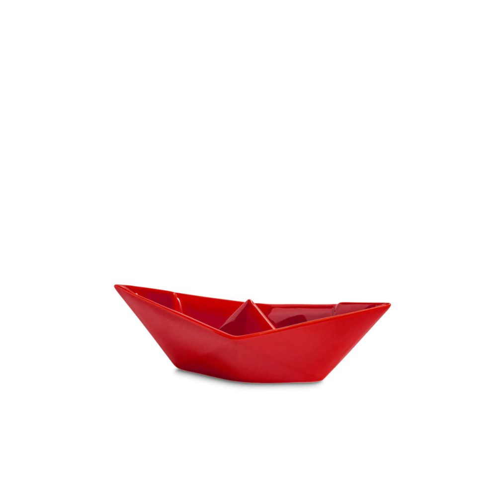 Ceramiche Crescentini Barchetta Piccola origami rossa opaca