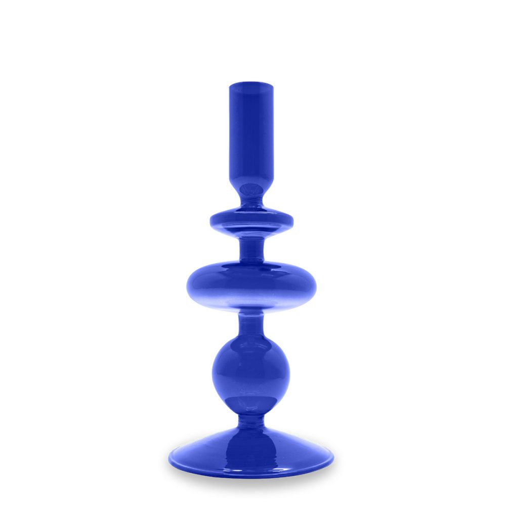 Portacandele in vetro borosilicato blu