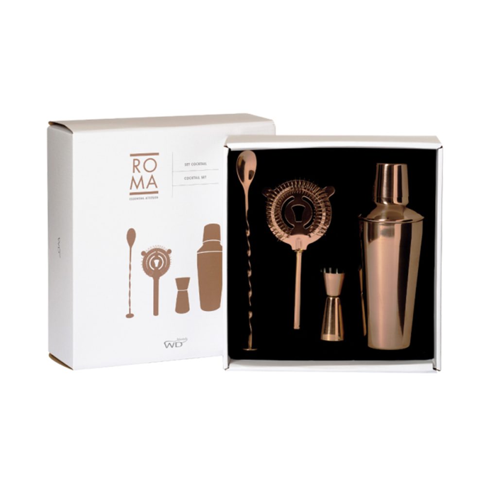 Set cocktail in acciaio inox, colore rose gold