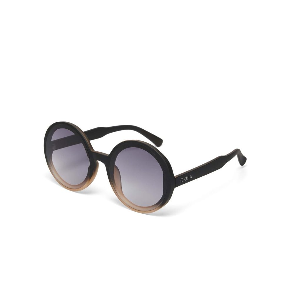 Okkia Occhiale da Sole Modello Monica Circle Trasparente lenti nero rosa - immagine 2