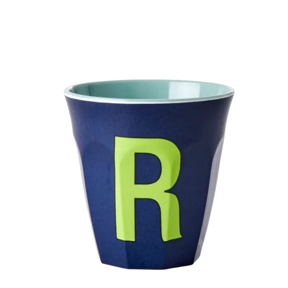 Rice bicchiere Lettera R blu