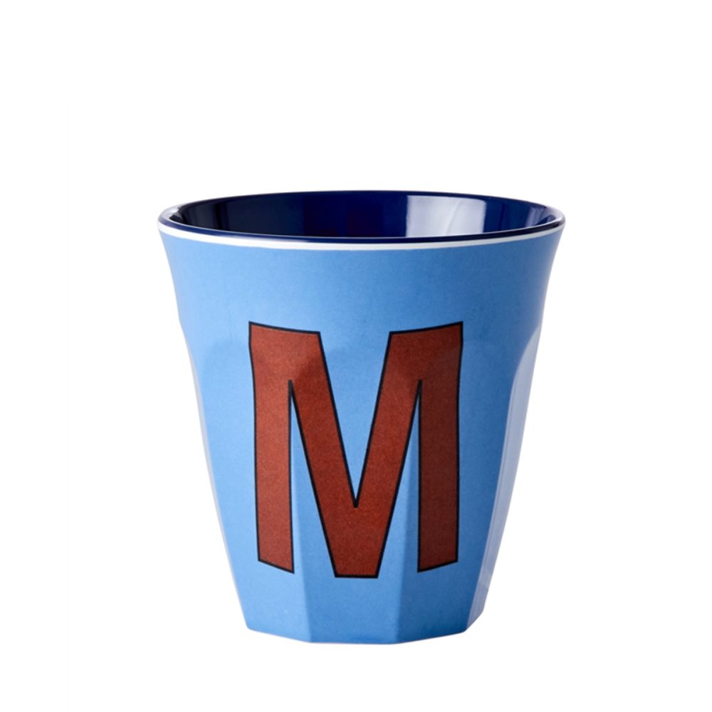 Rice bicchiere Lettera M blu