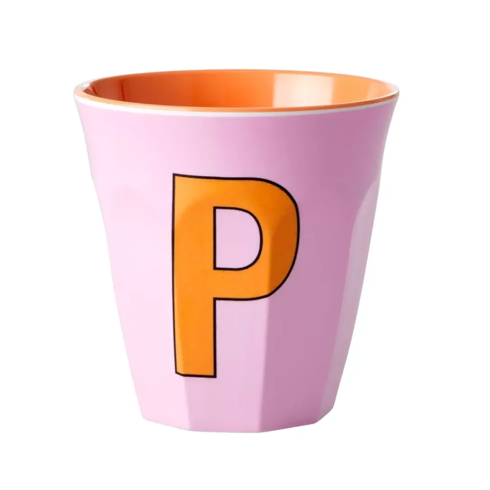 Rice bicchiere Lettera P rosa
