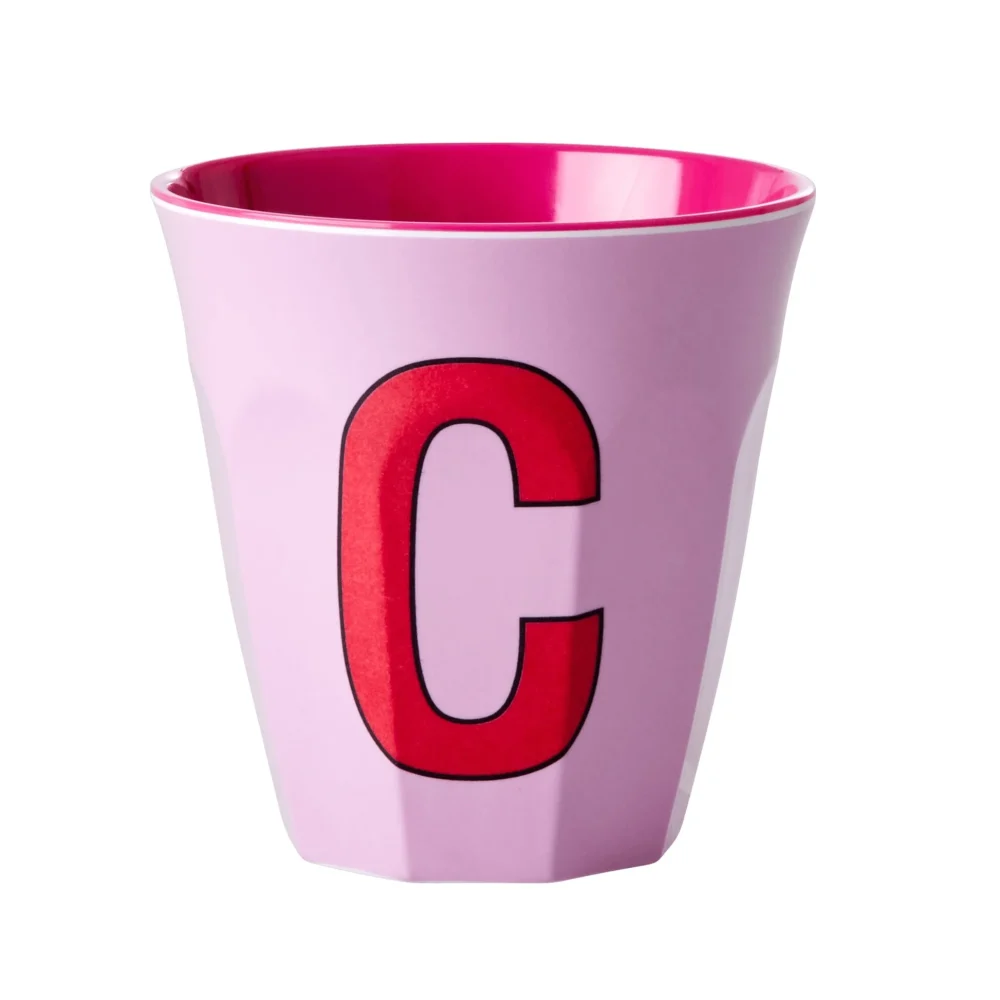 Rice bicchiere Lettera C rosa