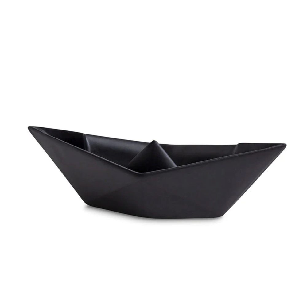 Ceramiche Crescentini Barchetta Grande origami Kintsugi nera