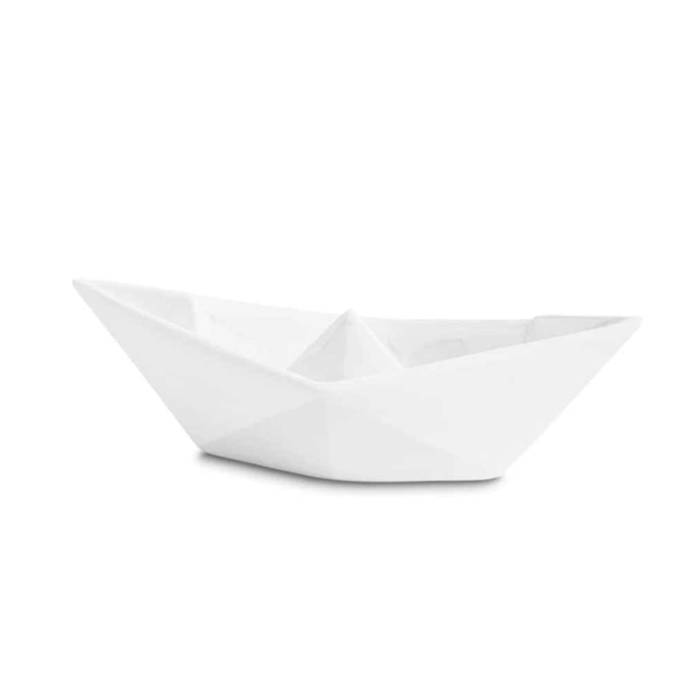 Ceramiche Crescentini Barchetta Grande origami bianca Kintsugi