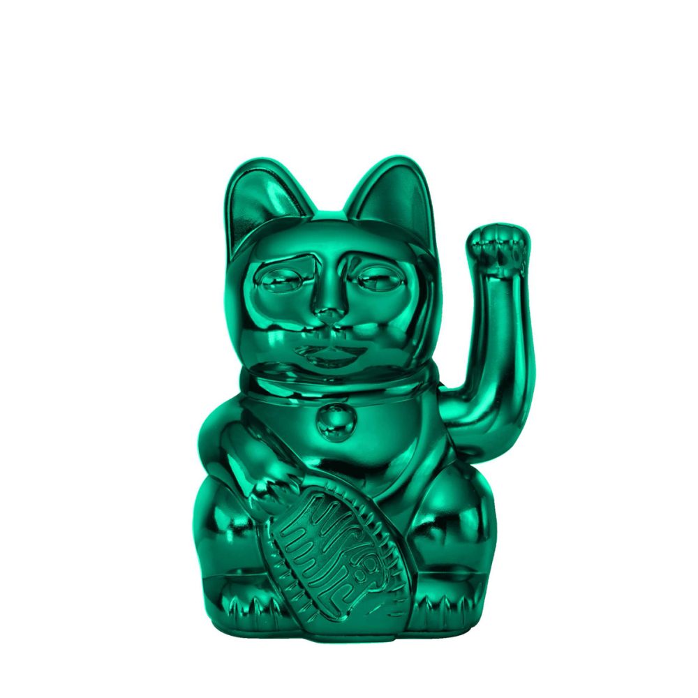 Donkey Maneki Neko Lucky Cat Shiny Teal