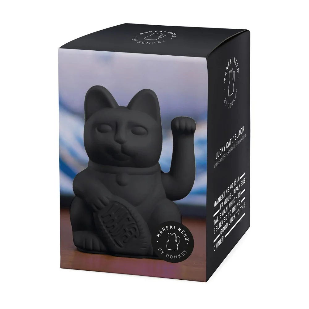 Donkey Maneki Neko Mini Lucky Cat Black - immagine 3