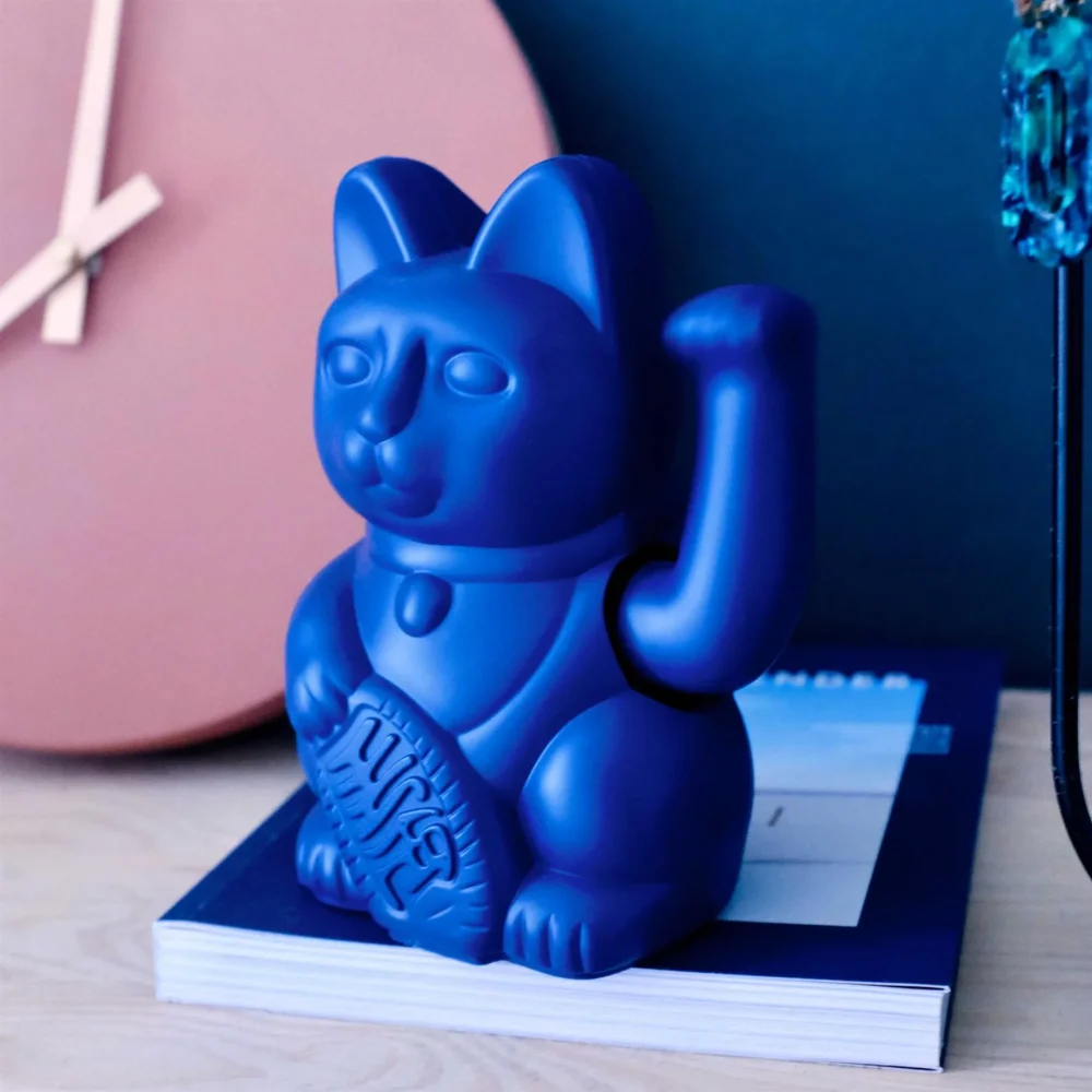 Donkey Maneki Neko Mini Lucky Cat Dark Blue - immagine 2