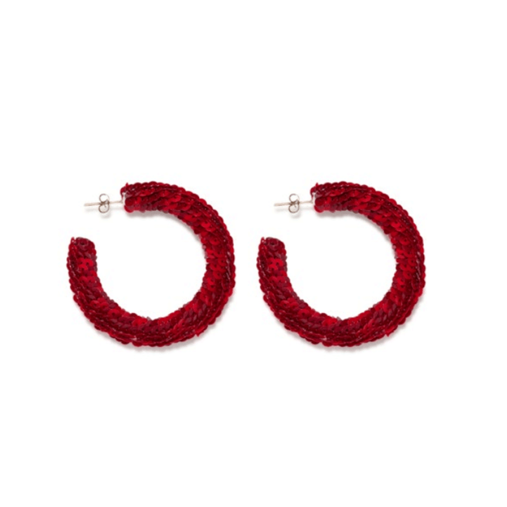 Vestopazzo Orecchini Natale Paillettes Rosse