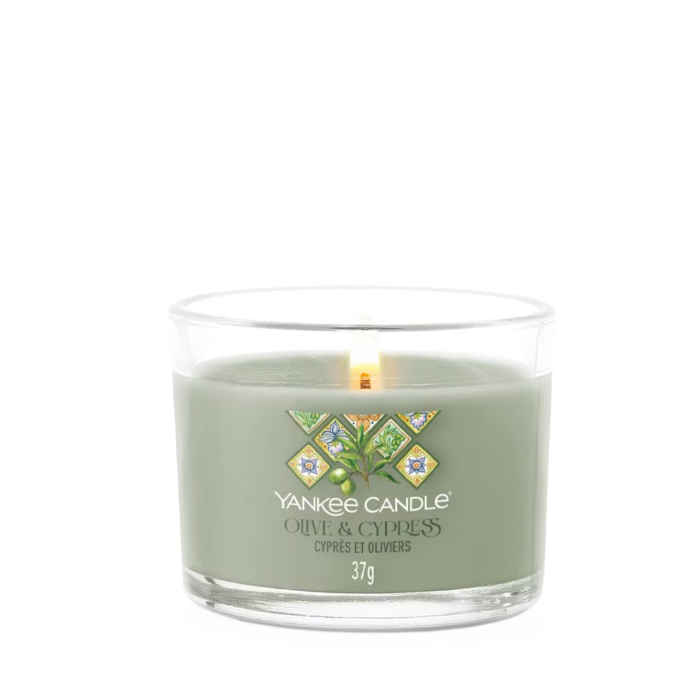 Yankee Candle Signature Olive and Cypress Candela Votiva in vetro