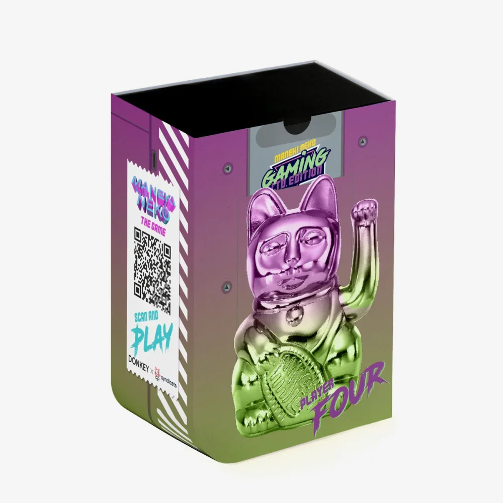 Donkey Maneki Neko Lucky Cat Shiny Purple/Green Edizione Limitata - immagine 3