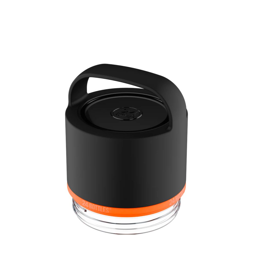 24 Bottles - Spin Bottle Lid Black and Clear Mouth