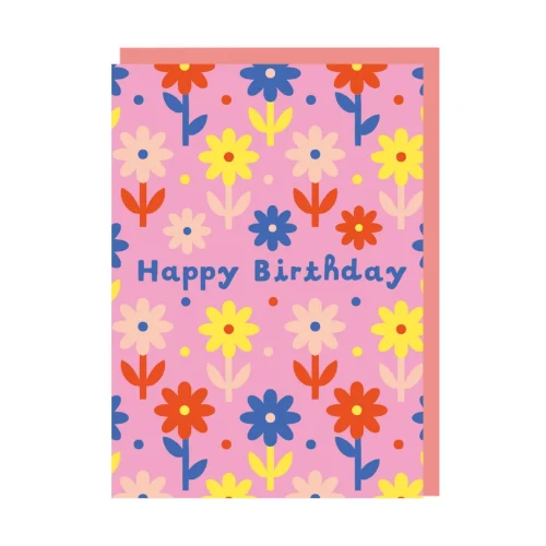 Biglietto Auguri Happy Birthday Ditsy Floral